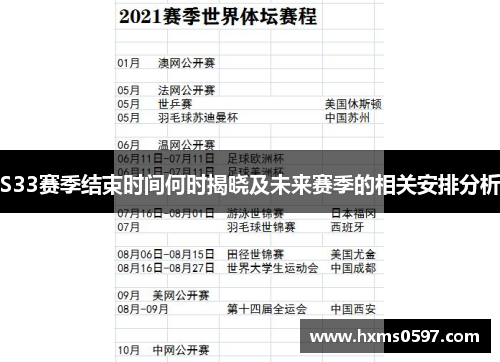 S33赛季结束时间何时揭晓及未来赛季的相关安排分析
